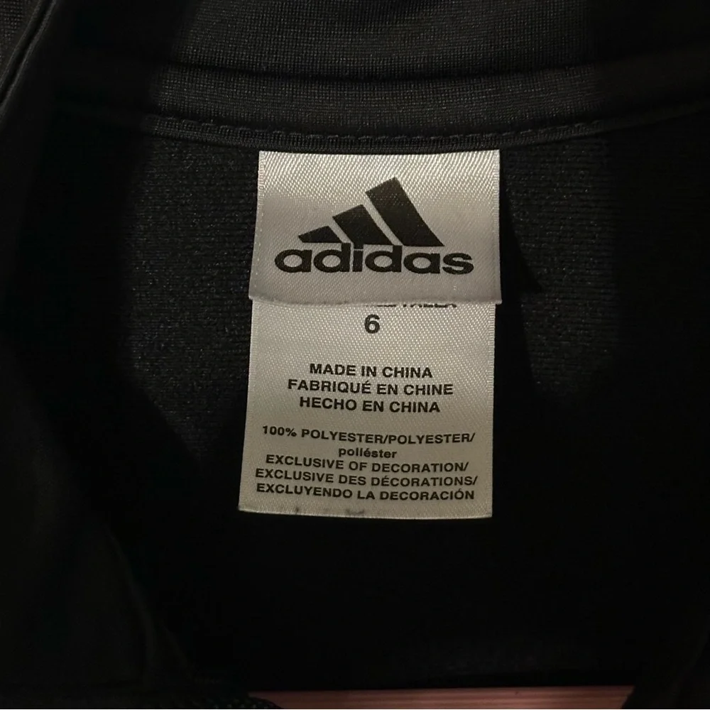 Adidas Youth Boys Size 6 Track Jacket Full Zip Up Black 3 Stripes